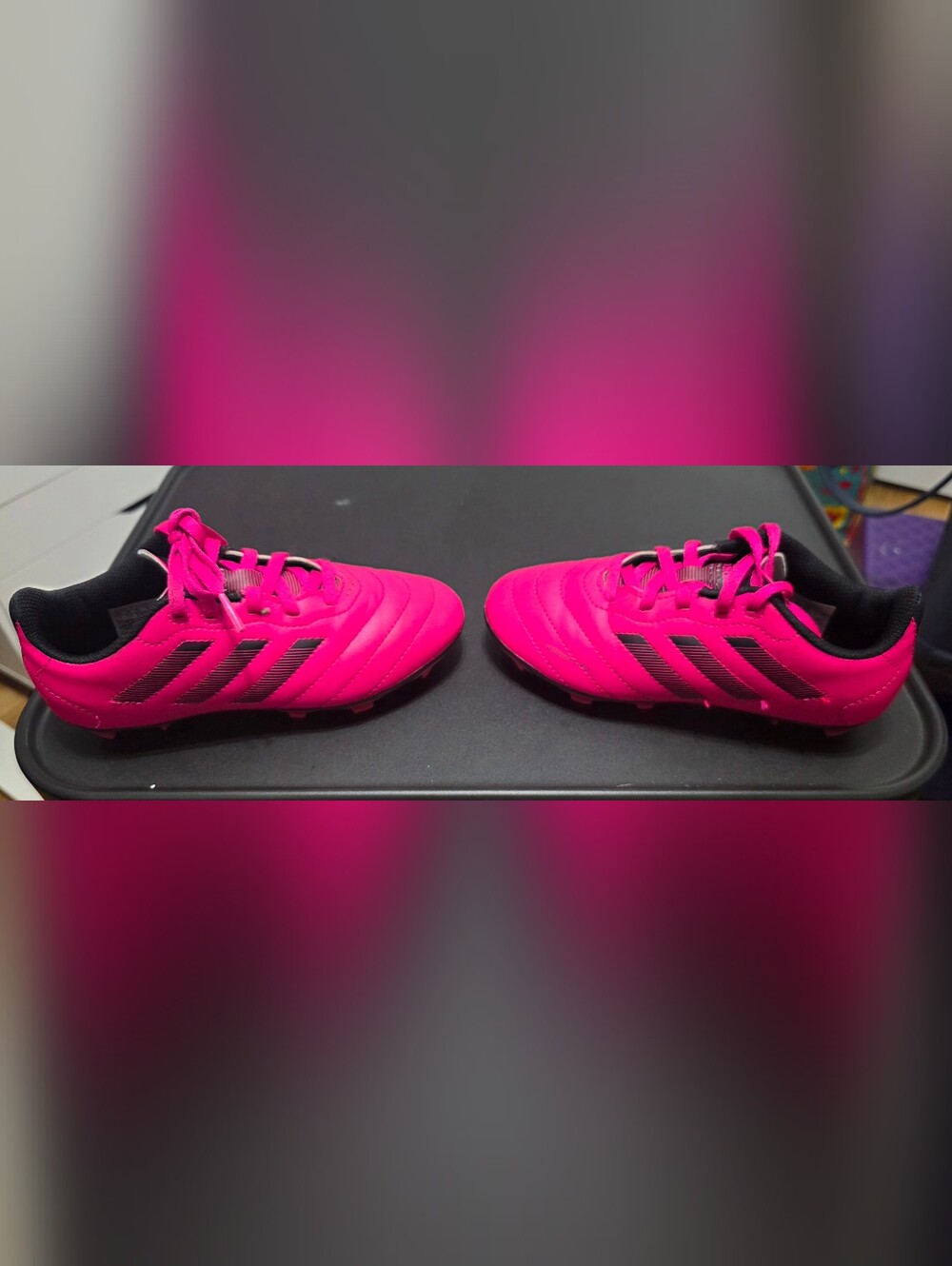Adidas Kids Pink Lace-Up Athletic Soccer Cleat Shoes - Picture 4 of 4